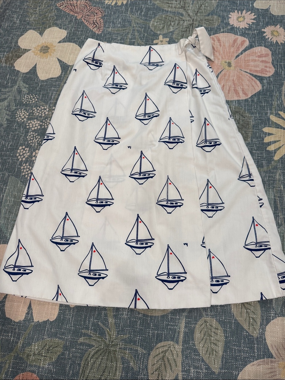 Vintage Wrap Skirt Sailboat Americana Design